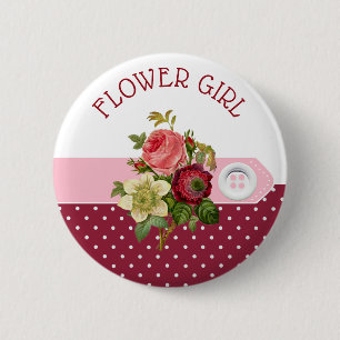 Knappen Flower Girl Burgundy Ro Bröllop Knapp