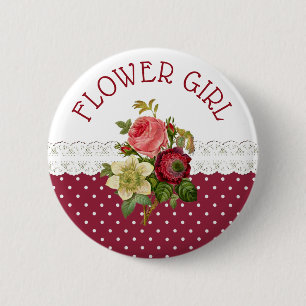 Knappen FLOWER GIRL Burgundy Ro Bröllop Knapp