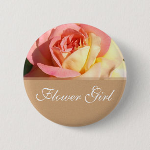 Knappen Flower Girl rosa gul ros bröllop namn. Knapp