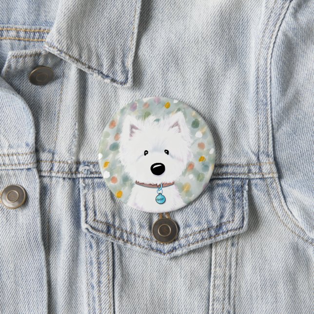 Knappen Fluffy Westie Impression Knapp (In Situ)