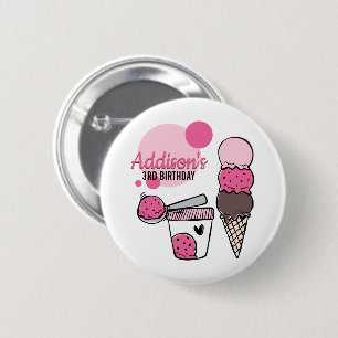 Knappen Födelsedagsfest för Ice Cream Scoop Knapp