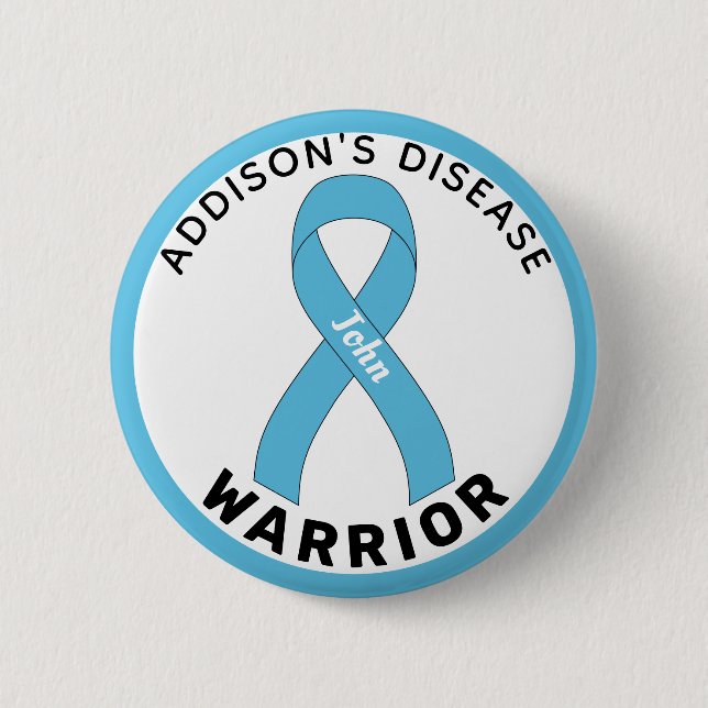 Knappen för Addisons sjukdom Warrior Ribbon White Knapp (Framsida)