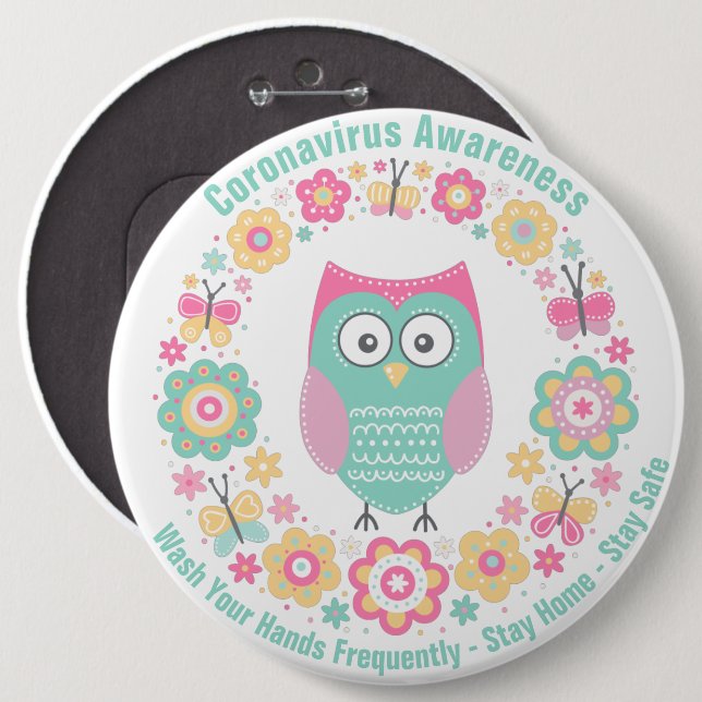 Knappen för Coronavirus Awareness Round Knapp (Framsida & baksida)