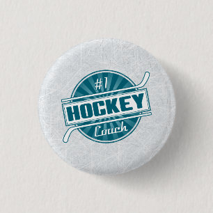 Knappen för Hockey Coach (blå) nummer 1 Knapp