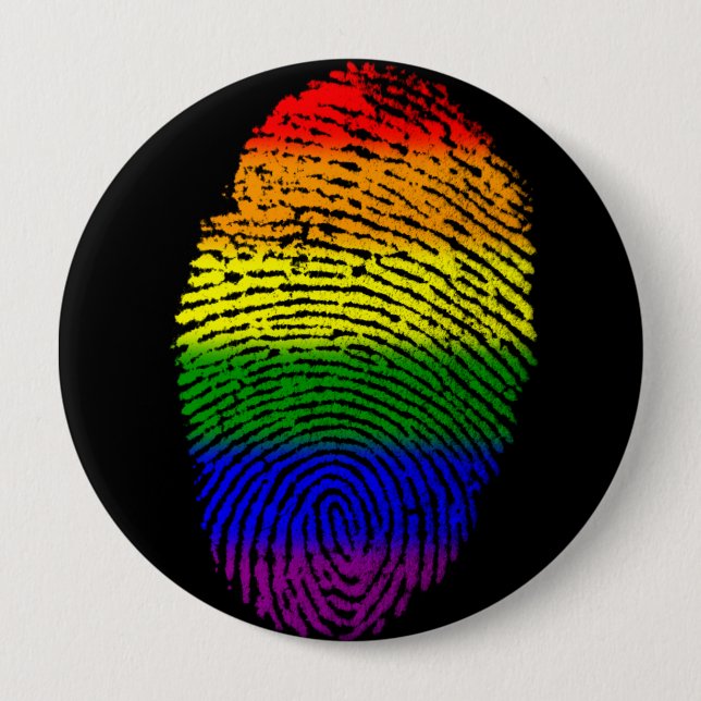 Knappen för Pridet Rainbow Fingerprint LGBT Knapp (Framsida)