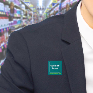 Knappen för Teal Square för Business Namn och Logo Knapp