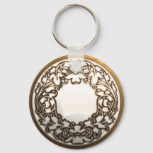 Knappen för vit och guld filigree-glasets sömnad