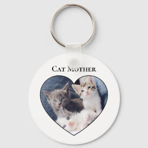 Knappen Foto Inside Heart Shape Cat Mors dag Nyckelring
