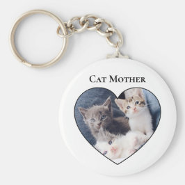Knappen Foto Inside Heart Shape Cat Mors dag Nyckelring