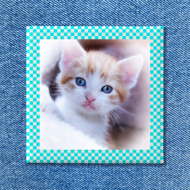 Knappen Foto Ram i kontrollbord Knapp (Checkerboard Photo Frame Button)