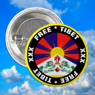 Knappen Fri Tibet och Flagga Knapp