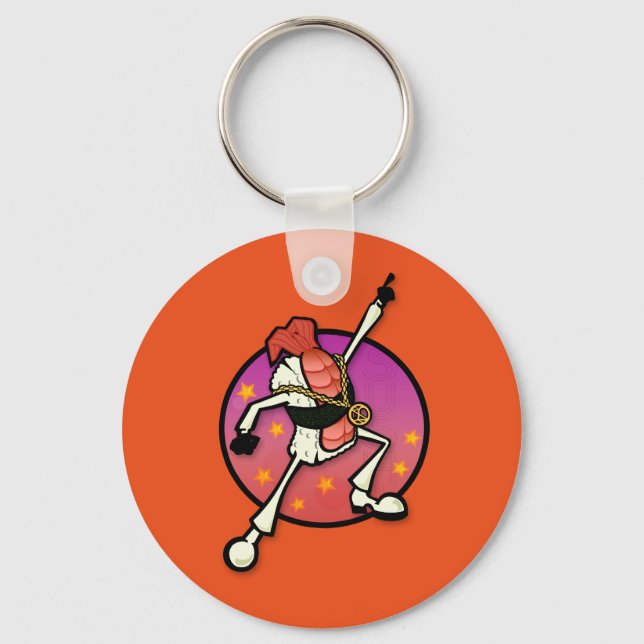 KNAPPEN FUNNY DISCO SUSHI ROUND NYCKELRING (Framsida)