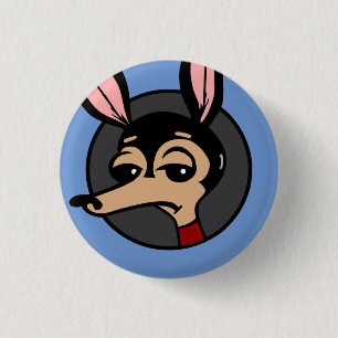 KNAPPEN FUNNY TECKNAD HUND GRAPHIC ROUND KNAPP