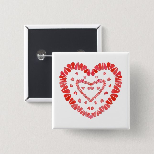 Knappen Fyrkantig VINKHJÄRTOR Knapp (Framsida & baksida)