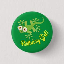 Knappen Gecko Lizards Birthday Girl Party Cute Kid Knapp