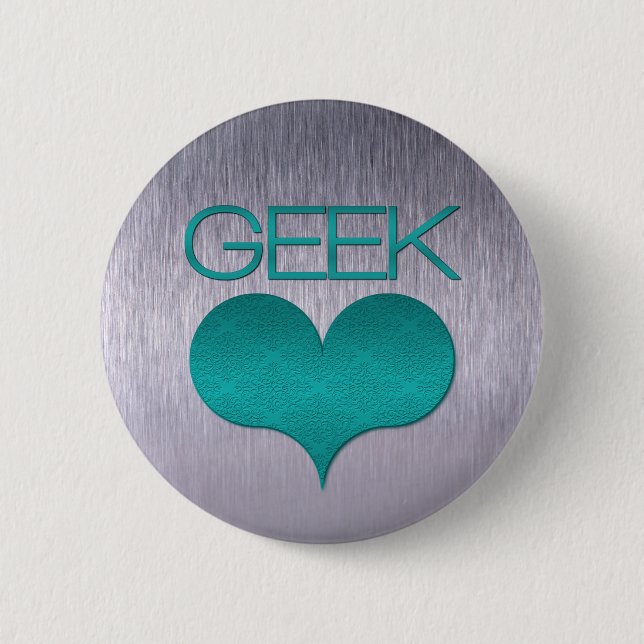 Knappen Geek Kärlek (Heart), turkos Knapp (Framsida)