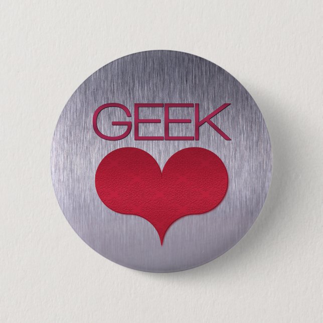 Knappen Geek Kärlek (hjärta), Mörkens Rosa Knapp (Framsida)