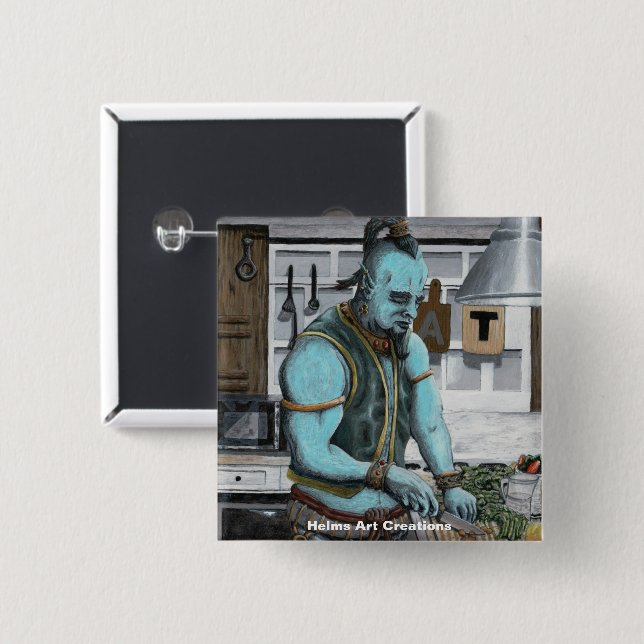 Knappen Genie Cooking Kitchen Magic Fantasy Art Bu Knapp (Framsida & baksida)