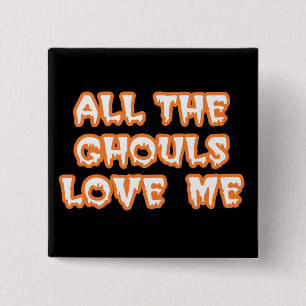 Knappen Ghouls Kärlek Me Square Black Knapp