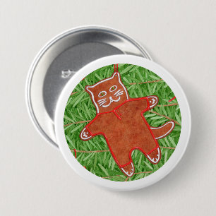 Knappen GINGERBREAD KATTUNGE Round Pin/White Knapp