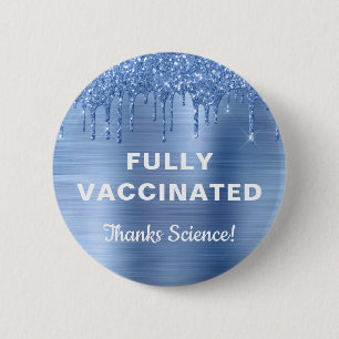 Knappen Girly Vaccinerad Blue Glitter Knapp