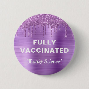 Knappen Girly Vaccinerad Lila Glitter Knapp
