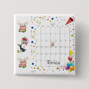 Knappen Grattis på födelsedagen Kalender maj 202 Knapp