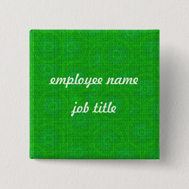 Knappen grönt Retro Employee Namn bricka Knapp (Framsida)