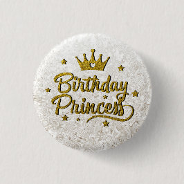 Knappen guld Glitter "Birthday Princess" Knapp