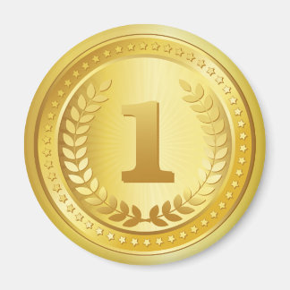 Knappen guld medalj 1:a ställe-vinnare magnet
