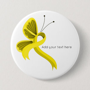 Knappen gult Awareness Ribbon Butterfly Knapp