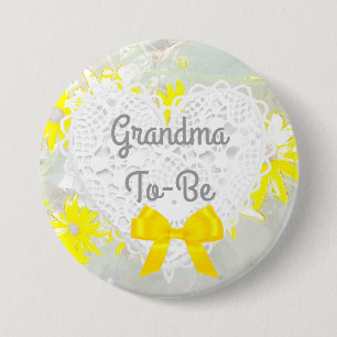Knappen gult Lacy Grandma to be Baby Shower Knapp