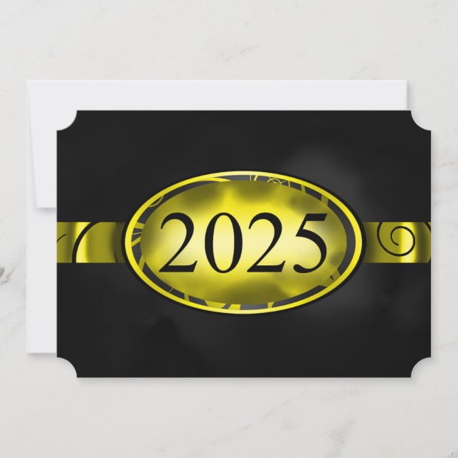 Knappen gult och svart Blommigt 2025-kort Inbjudningar (Framsida)