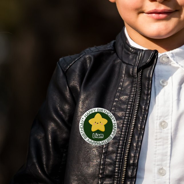 Knappen gult Playful Star Birthday Anpassade (Upps Knapp (Skapare uppladdad)