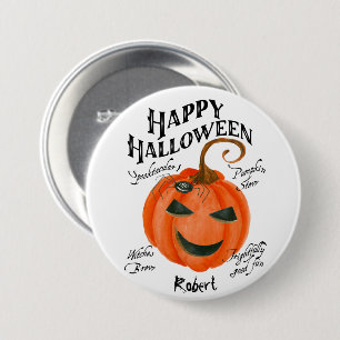 Knappen happy halloween spider-bricka namn knapp
