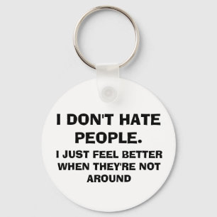Knappen "HATE PEOPLE" (JAG HATTAR INTE MÄNNISKOR) Nyckelring