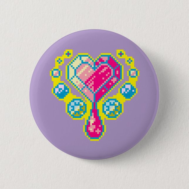 Knappen Heart Gem Pixel Art Knapp (Framsida)