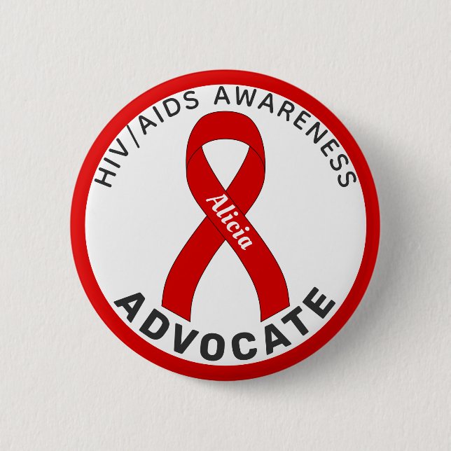 Knappen HIV/AIDS Advocate Ribbon White Knapp (Framsida)