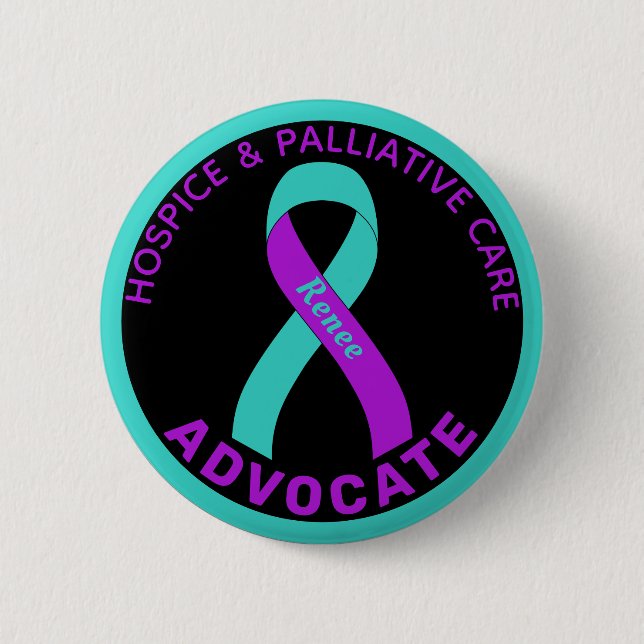 Knappen Hospice & Palliative Care Ribbon Black Knapp (Framsida)