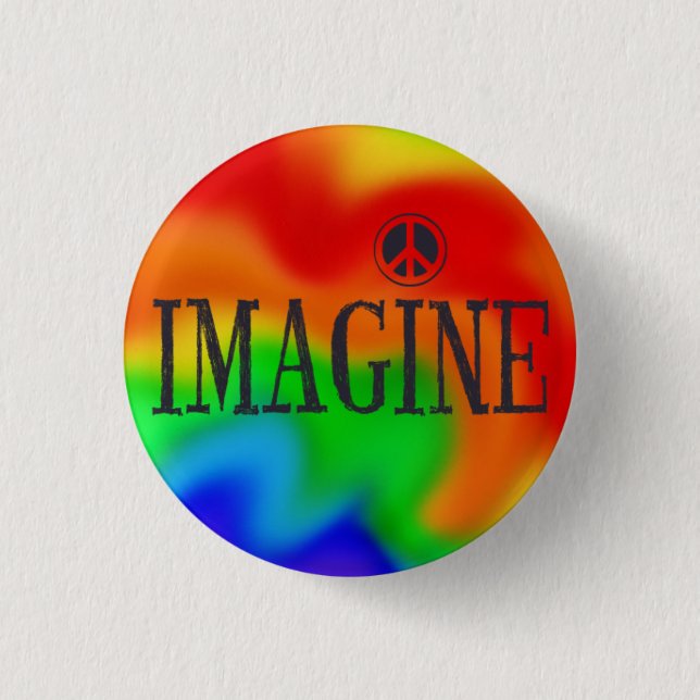 Knappen Imagine Peace Rainbow Tie-Dye Knapp (Framsida)