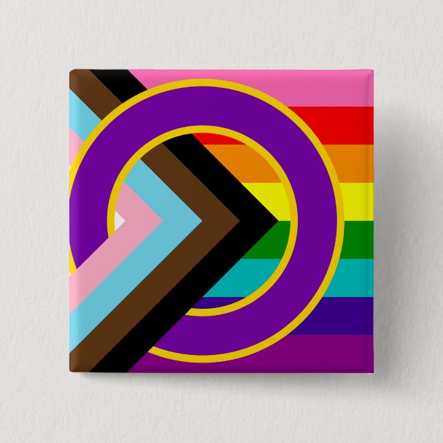 Knappen Intersex inkluderande progressivt Pride Fl Knapp (Framsida)