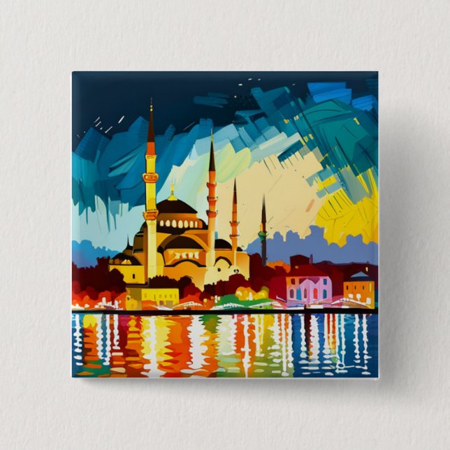 Knappen Istanbul Mosque Souvenir Knapp (Framsida)