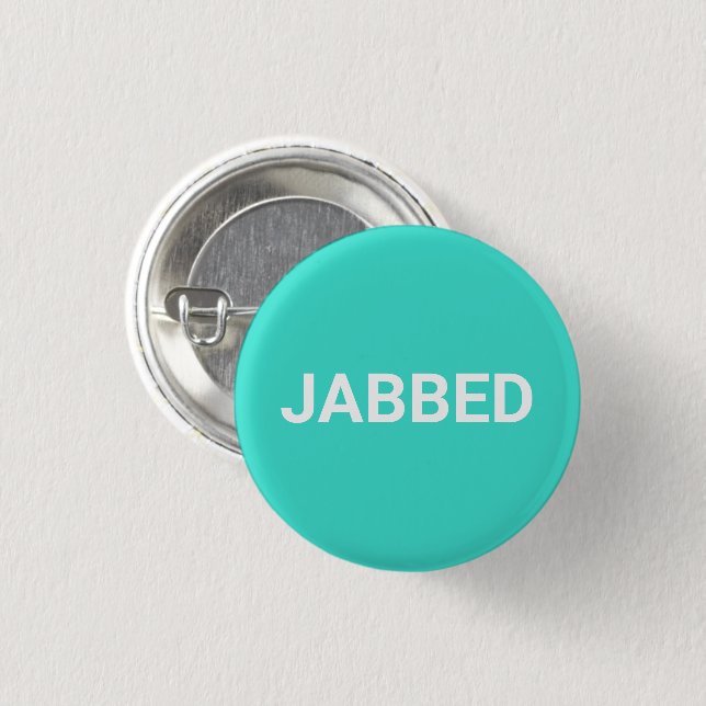 Knappen Jabbed turkos white Vaccinerad pin Knapp (Framsida & baksida)