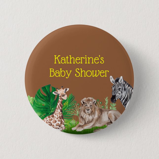 Knappen Jungle Safari Baby Shower Knapp (Framsida)