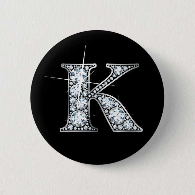 Knappen "K" Faux-"Diamond Bling" Knapp (Framsida)