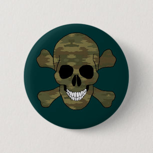 Knappen Kamouflage Skull och Crossbone Knapp