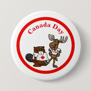 Knappen Kanada-dag - Beaver och Moose Knapp