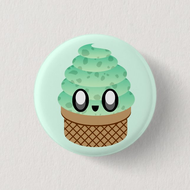 KNAPPEN KAWAII ICE CREAM MINT CHOC CHIP CONE PIN KNAPP (Framsida)