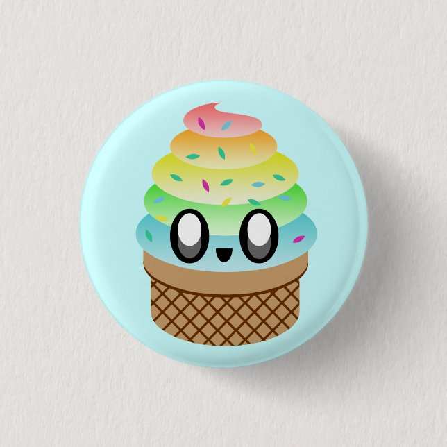KNAPPEN KAWAII ICE CREAM RAINBOW CONE PIN KNAPP (Framsida)