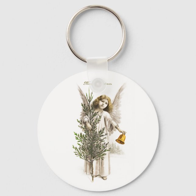 KNAPPEN KEYCHAIN: VINTAGE CHRISTMAS ANGEL NYCKELRING (Framsida)